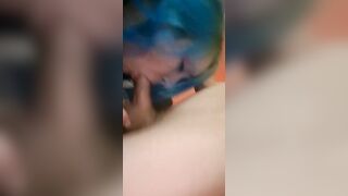 Blue Haired Slut Sloppy Face Fucked