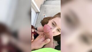 Two Random Girls outside Smoking on Campus Spontaneously Suck my Dick in Public