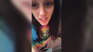 PinkMoonLust Pees on her Tampon String Peeing Urine Piss Fetish Hairy Girl Sits on Dirty Toilet