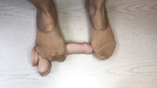 Trample Cock and Balls with Nude Ped Socks