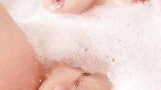 Perfect little Onlyfans Slut Rubbing Pussy in Bubble Bath Full Vid