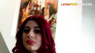 Tinder date with big ass redhead latina in denim shorts POV face fuck and anal