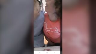 Two romanian women live on facebook