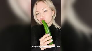 Blonde from OnlyFans Sucks her Huge Cucumber