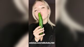 Blonde from OnlyFans Sucks her Huge Cucumber