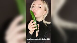 Blonde from OnlyFans Sucks her Huge Cucumber