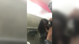 Black girl fucks white cock in club restroom