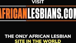 Amazing hot African lesbean teens sliding tight pussies up and down a double dong