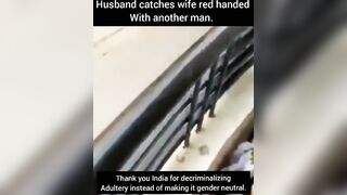 Indian Husband catches wife having affair with another man