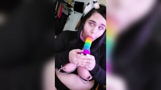 BBW Submissive Neko Girl Xxkittens Hardcore BJ Training Gagging & Crying with Nipple Clamps & Collar