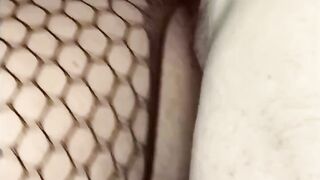 Close up Anal Cream Pie in my Fishnet Body Stocking