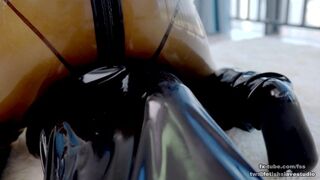 Latex lesbian breathplay with vacuum bag Part 2