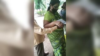 Desi aunty big tits and hot figure in bank