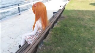 Kigurumi girl in the park :3