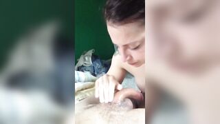 Slut is Degraded while she Slobbers on Huge Cock