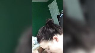 Slut is Degraded while she Slobbers on Huge Cock