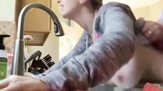 My best Friend let me Fuck his Mature WIfe in Kitchen