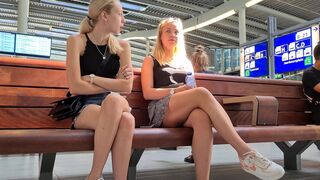 Candid teens crossed legs