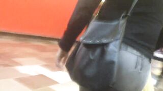 Ass in jeans, walking in metro