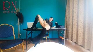 SEXRETARY no Panties Secretary with Black Dress Heels Security Cam in the Office