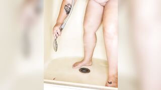 Chubby Girl has Multiple Orgasms in Shower trying to be Quiet