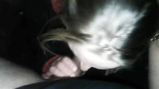 Cheating blonde talked into giving him blowjob for ride home