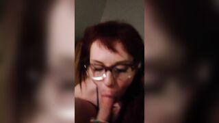 Nerdy Teen Girl gives Blowjob during Study Break while Parents Home