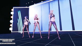 MMD Kara - Step Ahri Kaisa Seraphine Sexy Hot Kpop Dance