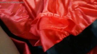 jizz on flamenco dance long red satin skirt