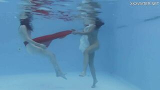 Anastasia Ocean and Marfa are naked underwater