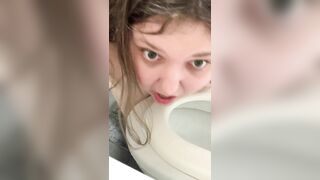 Slut pisses and licks toilet seat humiliation