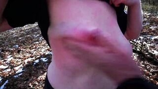 Titslapping while hiking in winter