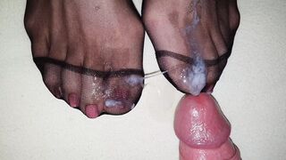 Cum on nylon feet #15