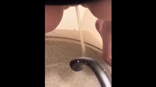 desperate loud gushing piss in sink