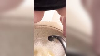 desperate loud gushing piss in sink