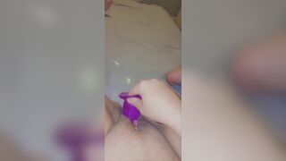 Putting my purple dildo deep inside my hungry pussy