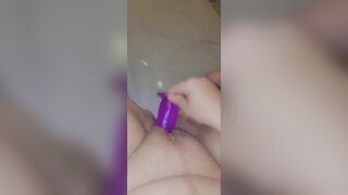 Putting my purple dildo deep inside my hungry pussy