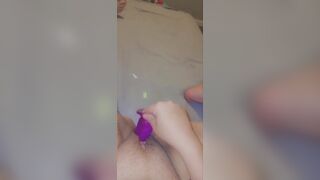 Putting my purple dildo deep inside my hungry pussy