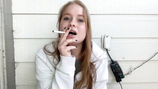 Innocent Cigarette Smoker With Hard Nips