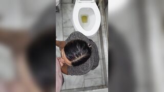 Asian BJ Queen Sucking Cock Next to Her Piss and Cum In Mouth