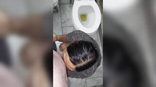 Asian BJ Queen Sucking Cock Next to Her Piss and Cum In Mouth