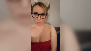 Selfie JOI cute glasses girl next door begs for Daddy's cock