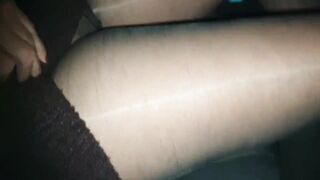 Alysha Driving her Car Upskirt in Pantyhose, NO pantie