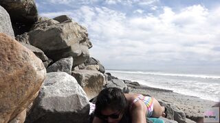 At the Beach on Labor Day Weekend. Pacific Ocean. Viva Athena in a Bikini