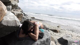 At the Beach on Labor Day Weekend. Pacific Ocean. Viva Athena in a Bikini