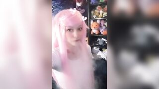 Cosplay anime girl strip tease