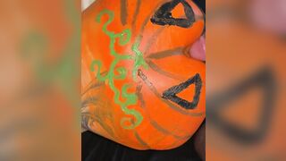 MY BOYFRIEND PAINTED A PUMPKIN ON MY FAT ASS AND THEN SMEARED IT ALL OVER WITH HIS DICK