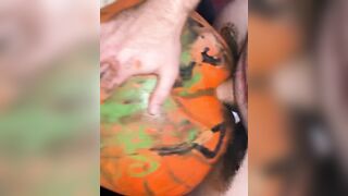 MY BOYFRIEND PAINTED A PUMPKIN ON MY FAT ASS AND THEN SMEARED IT ALL OVER WITH HIS DICK