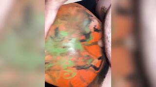 MY BOYFRIEND PAINTED A PUMPKIN ON MY FAT ASS AND THEN SMEARED IT ALL OVER WITH HIS DICK