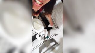 PUBLIC RESTROOM Facemask Covid-19 Pandemic MESSY Peeing Fetish Slut PinkMoonLust on ONLYFANS